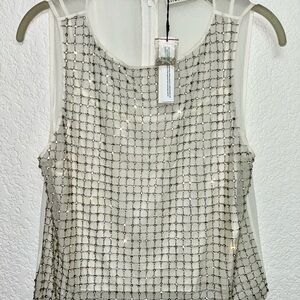 Alice + Olivia Silver Sequin Blouse